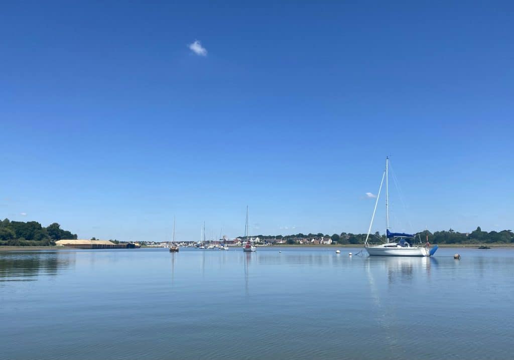 Summer river scene. Sailing the River Colne.