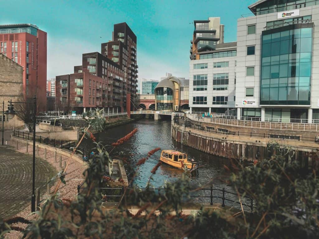 River Aire at Granary Wharf looking towards the ne