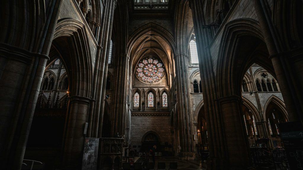 A large cathedral with many arches